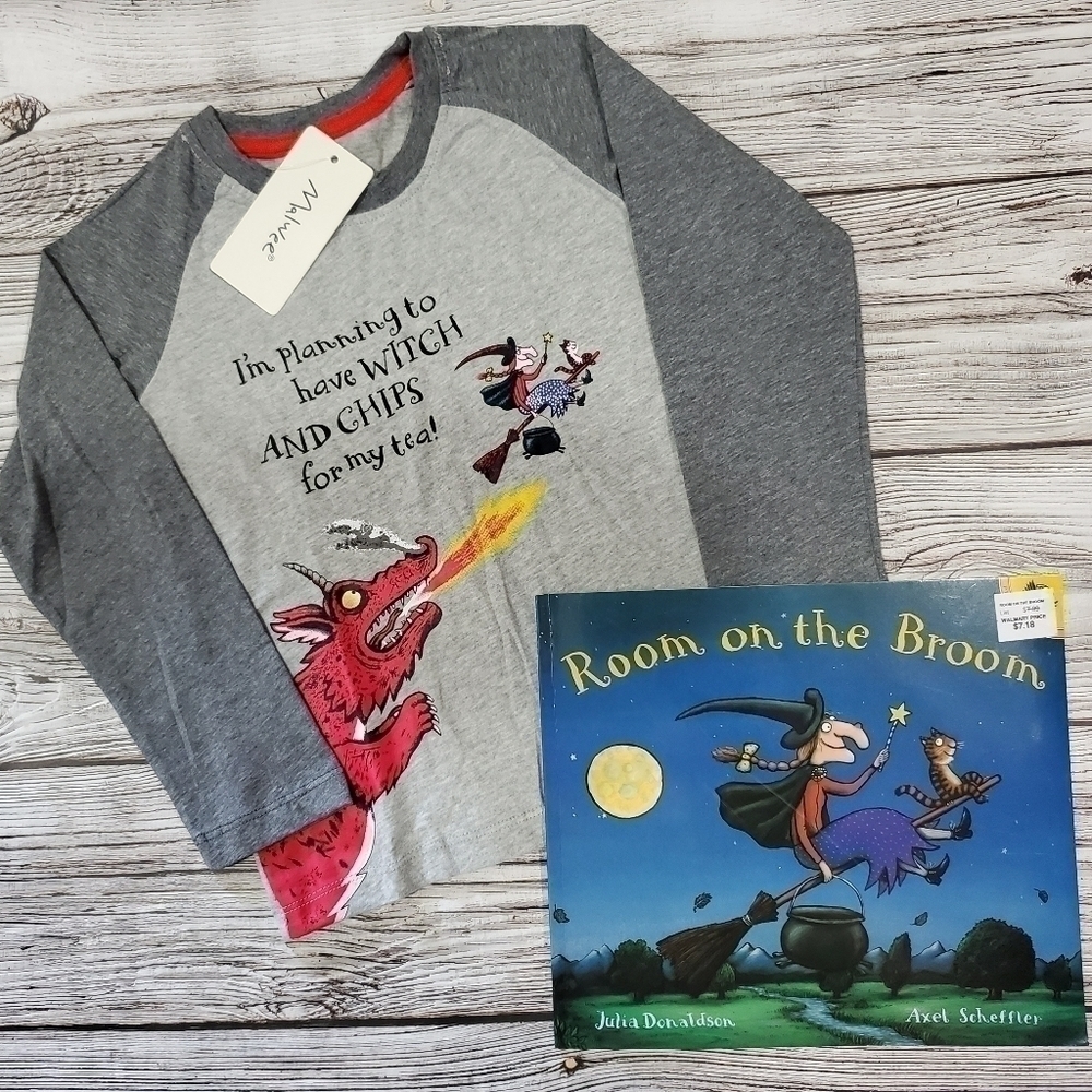 Halloween Room On The Broom Top and Book Bundle NWT